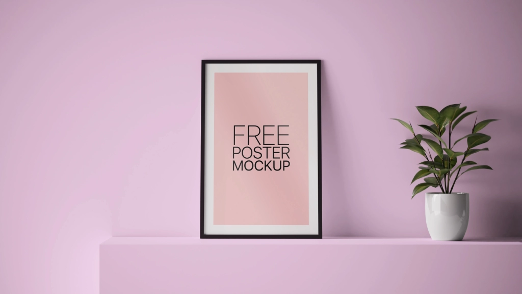Free framed poster mockup 8K Resolution